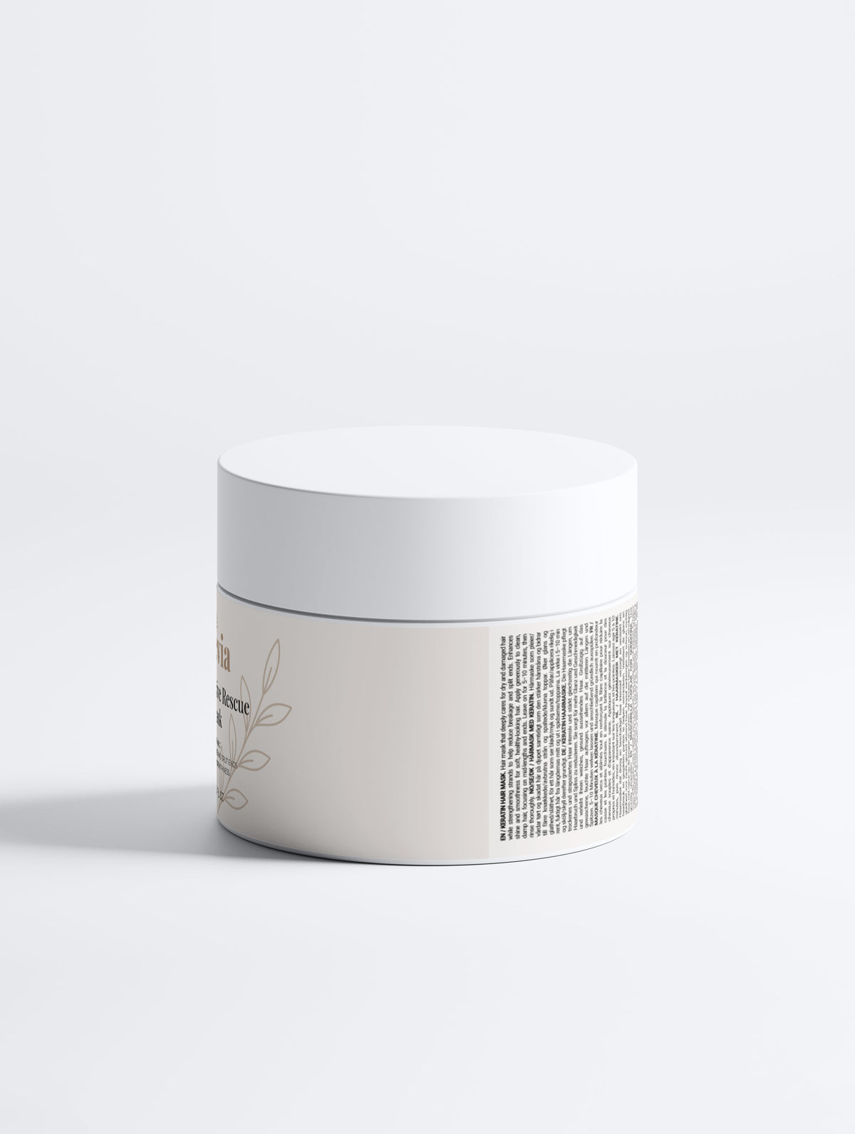 Keratin hair mask for dry, damaged hair with split ends repair and shine, professional-grade formula in minimalist white jar